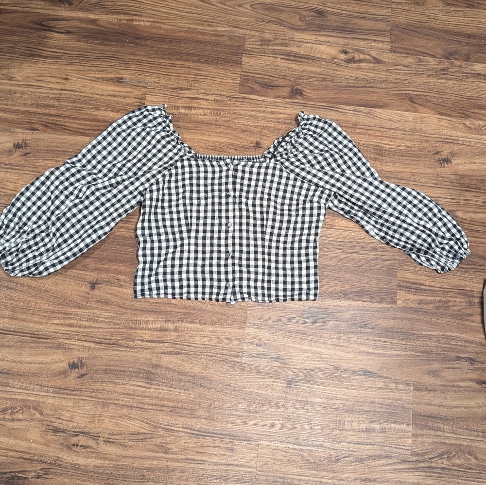 Black and White Gingham Top